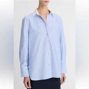 NWT Vince Contrast Collar Oxford Button-Up Shirt size L